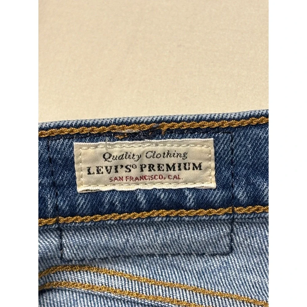 Levis Premium Big E Ribcage Straight Jeans Blue Medium Wash Denim Womens W32 L28